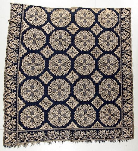 INDIANA MUIR FAMILY DATED 1850 JACQUARD COVERLET