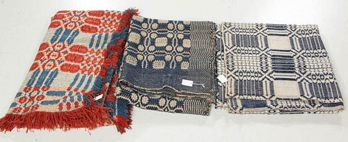 ASSORTED OVERSHOT COVERLETS, LOT OF THREE