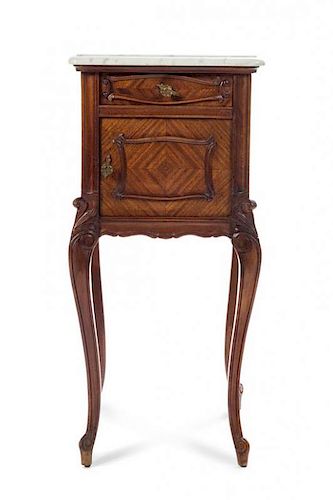 A Louis XV Style Mahogany Table ˆ Nuit Height 34 1/4 x 15 1/2 x 15 1/2 inches.