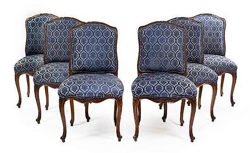 A Set of Six Louis XV Style Dining Chairs Height 41 inches.