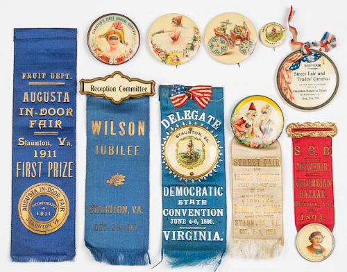 STAUNTON, VIRGINIA FAIR / CARNIVAL / JUBILEE SOUVENIRS AND OTHER ARTICLES, LOT OF TEN