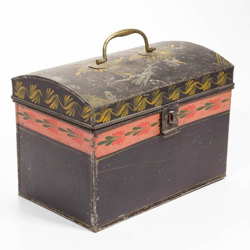 AMERICAN PAINT-DECORATED TOLE DOCUMENT BOX