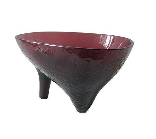 Wayne Husted For Blenko Glass High Heel Vase Bowl