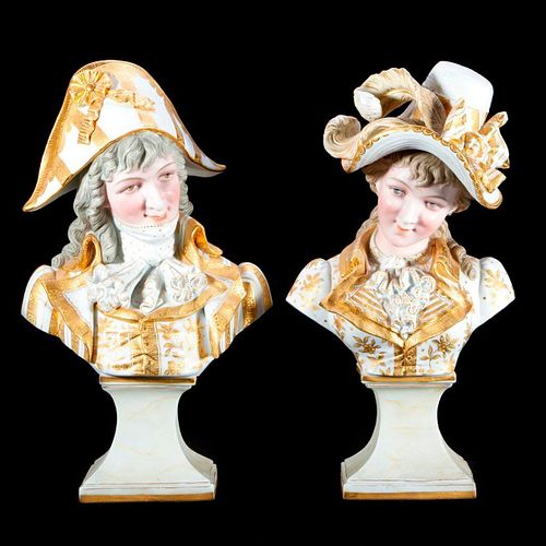 Pair of continental porcelain busts.