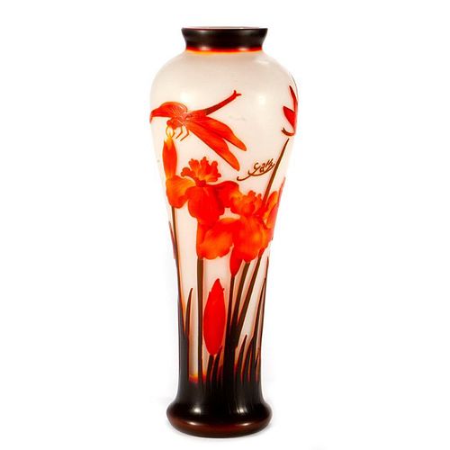 Galle style Art Glass vase.