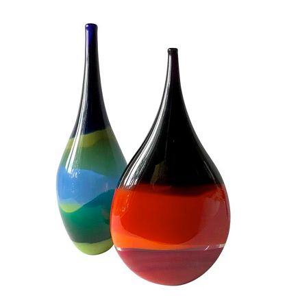 Caleb Siemon Pair of  Handblown California Modern Glass Vases