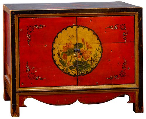 Asian Style Painted Cabinet