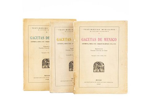 González de Cossío, Francisco (Introducción). Gacetas de México. Castorena y Ursua (1722)... México, 1949-50. Piezas: 3.