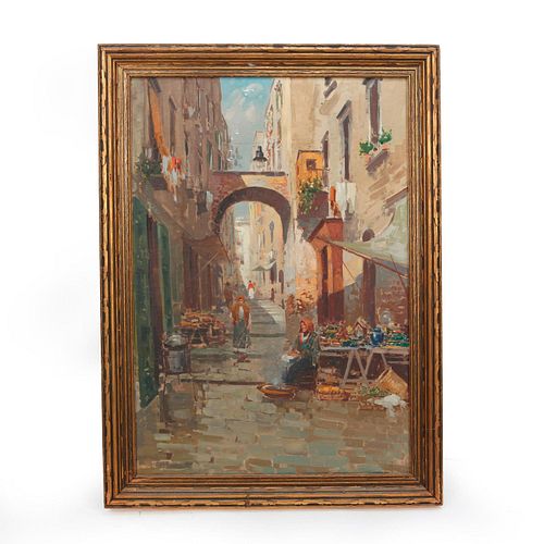 ANTIQUE OIL PAINTING SIGNED BY R COSTA.