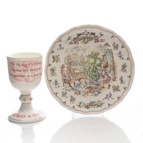 ROYAL DOULTON CHRISTMAS PLATE AND GOBLET