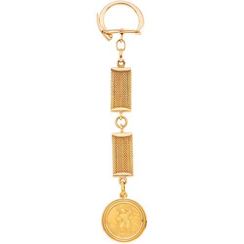 KEY RING WITH MEDAL. 18K YELLOW GOLD