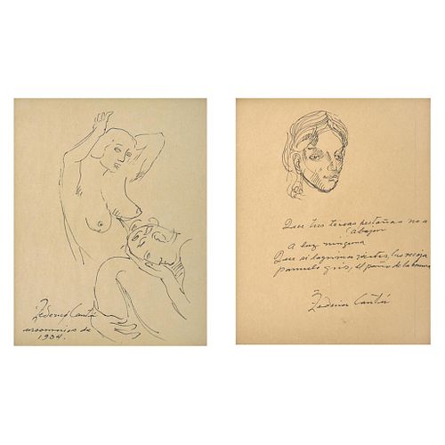FEDERICO CANTÚ, Insomnio de 1934, Signed, Ink on paper, 9.4 x 7.4" (24 x 19 cm) each, Pieces: 2