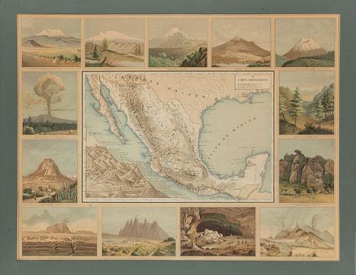 García Cubas, Antonio. 6 Cartas Geográficas del Atlas Pintoresco e Histórico de los Estados Unidos Mexicanos. México, 1885. Framed