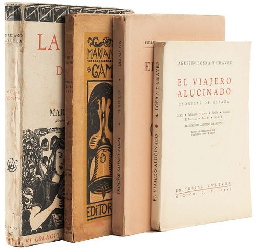 Silva y Aceves, M.; Castillo Nájera, Fco.; Loera y Chávez, A.; Azuela, Mriano. 4 books with illustrations by Francisco Díaz de León.C