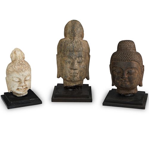 (3 Pc) Carved Buddha Heads