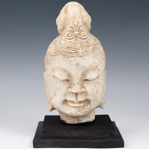 Chinese Solid Stone Buddha Bust
