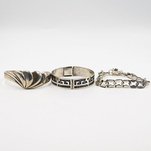 (3 Pc) Sterling Silver Bracelets "925"