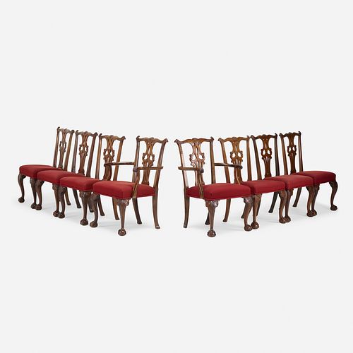 George II Style, dining chairs, set of eight