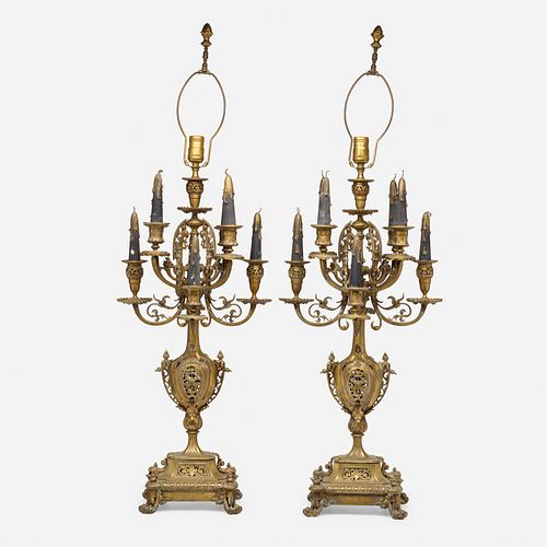 20th Century, neoclassical candelabra lamps, pair