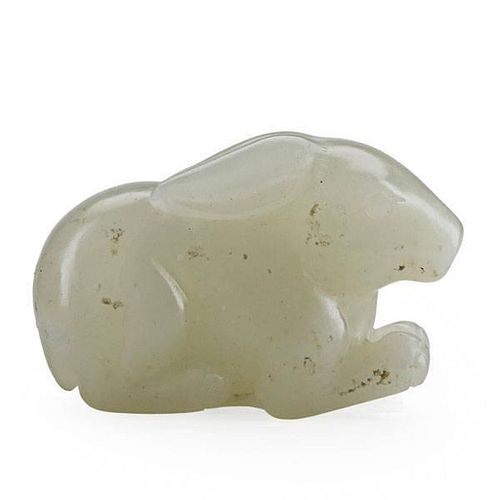 CHINESE WHITE JADE FIGURE OF A RABBIT