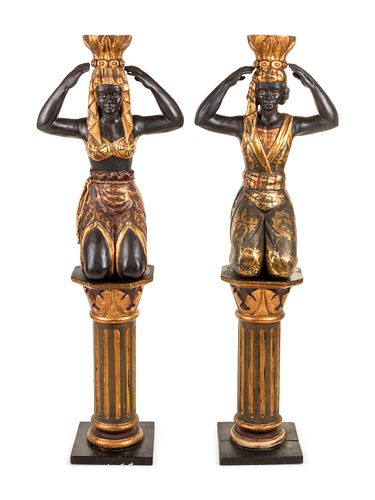 A Pair of Venetian Style Figural Pedestals
