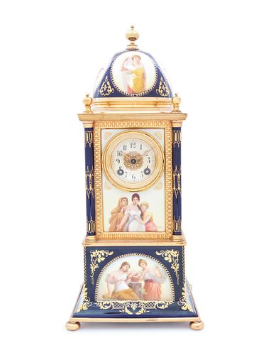 A Vienna Porcelain Mantel Clock