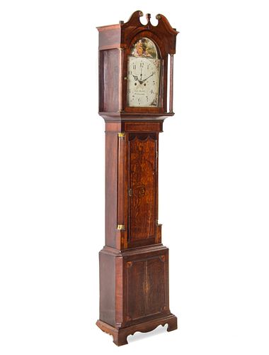 A George III Oak and Mahogany Tall Case Clock
