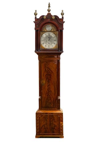 An English or Welsh Quarter-Striking Mahogany Tall Case Clock