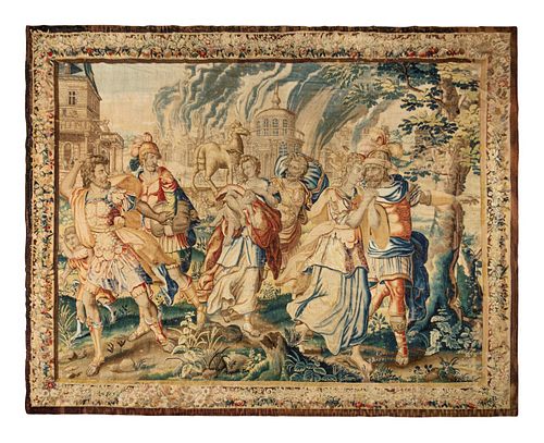A French Tapestry Depicting Le Cheval de Troie