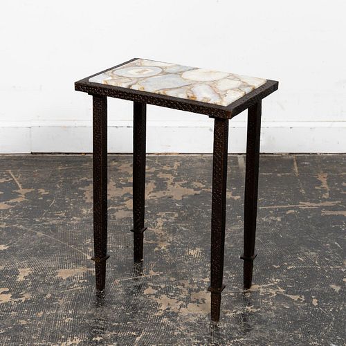CONTINENTAL DIMINUTIVE AGATE AND IRON SIDE TABLE