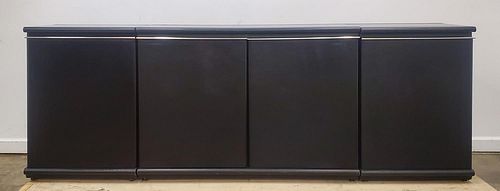 PACE COLLECTION MODERN BLACK LEATHER CREDENZA