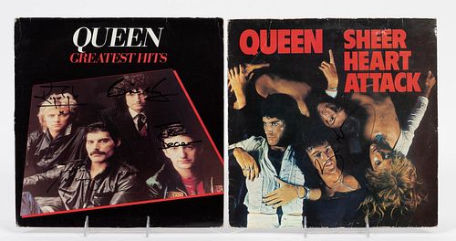 QUEEN SIGNED "SHEER HEART ATTACK", "HITS" ALBUMS