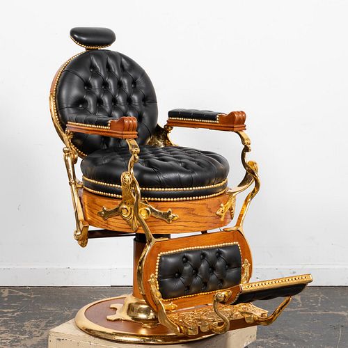 KOKEN DOUBLE ROUND LEATHER BARBER'S CHAIR