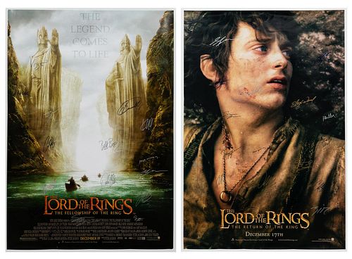 TWO, CAST SIGNED LORD OF THE RING MOVIE POSTERS
