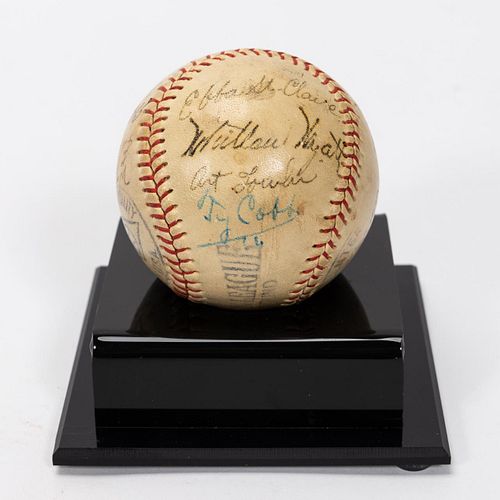 CASED TY COBB & OTHERS AUTOGRAPHED BASEBALL, JSA