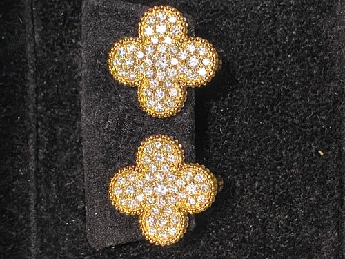 Van Cleef & Arpels 18K Yellow Gold Diamond Earrings
