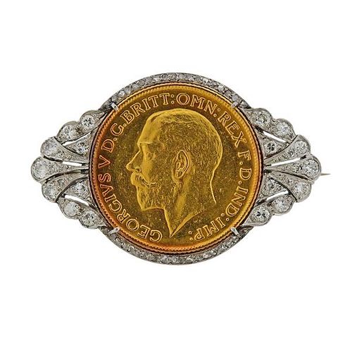  1911 British Georgivs V. D.G Britt OMN Rex FD IND IMP Diamond Brooch 