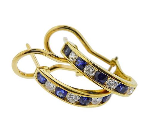 Tiffany &amp; Co 18k Gold Diamond Sapphire Earrings