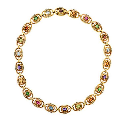 H. Stern 18K Gold Diamond Gemstone Necklace