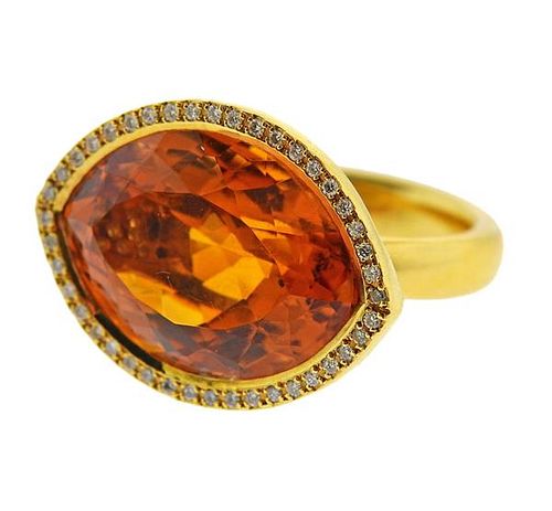 18k Gold Diamond Gemstone Ring 