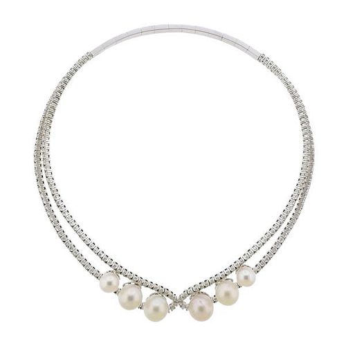 11.22ctw Diamond 18k Gold South Sea Pearl Necklace