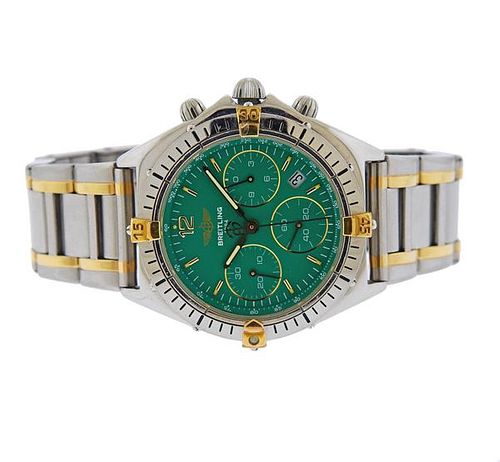 Breitling Chronomat Steel Green Dial Watch B55047