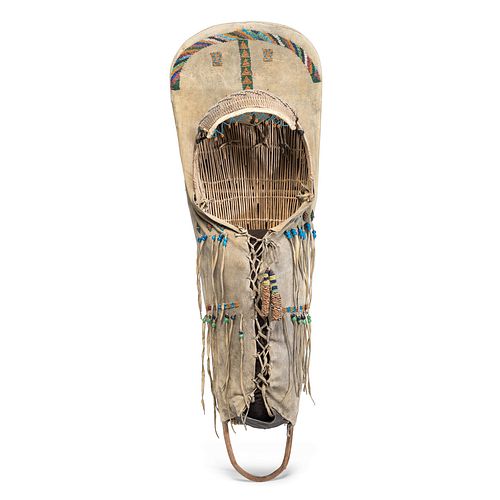 Paiute Child's Beaded Hide Cradle