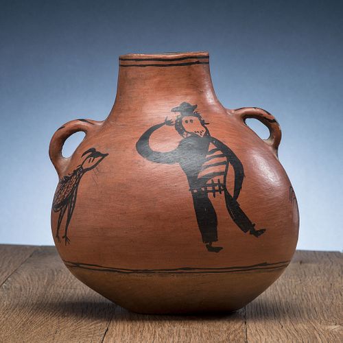 San Ildefonso Redware Pottery Jar, with Sailors
