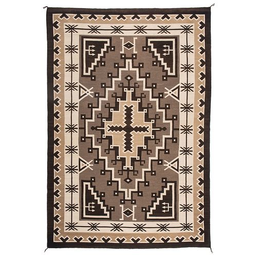Legendary Master Weaver Bessie Manygoats (Dine, ca 1905-1953) Navajo Two Grey Hills Weaving / Rug, From the John Andrews Collection, Native Jackets