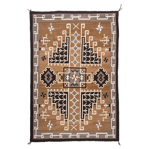Master Weaver Frances Manuelito (Dine, 20th century) Navajo Two Grey Hills Weaving / Rug, From the John Andrews Collection, Native Jackets