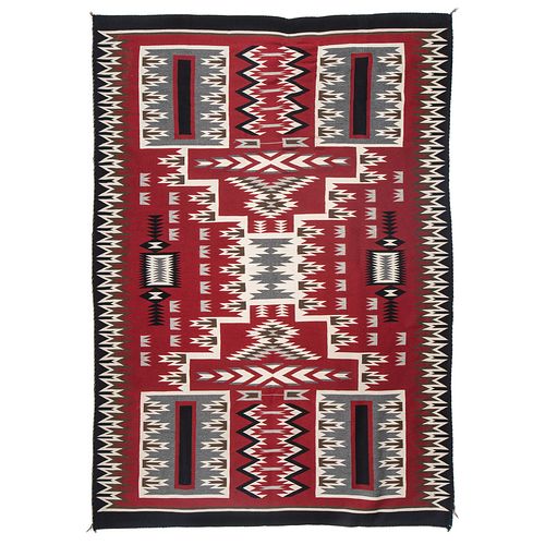 Lena Nez (Dine, 20th century) Navajo Storm Pattern Weaving / Rug