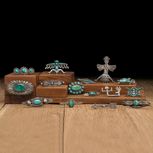 Navajo and Zuni Silver and Turquoise Pins / Brooches