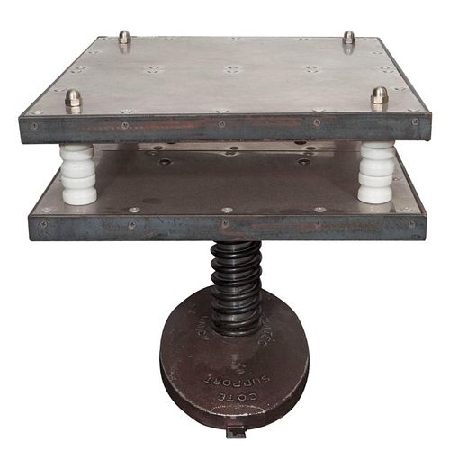 French Industrial Mixed Metal Two-Tier Side Table