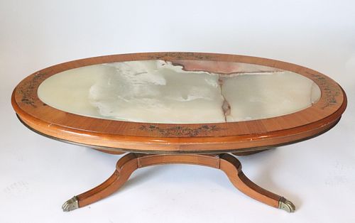 Edwardian Manner Painted Pine And Onyx Low Table